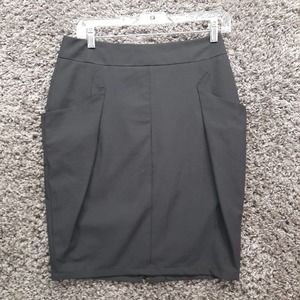 Jennifer Lopez‎ Midi Skirt Straight Pencil Womens 6 Black Cute Zip Back